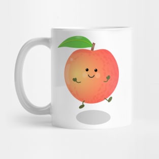 Cute happy dancing peach cartoon illustration Mug